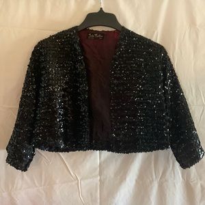 Black sequin crop jacket